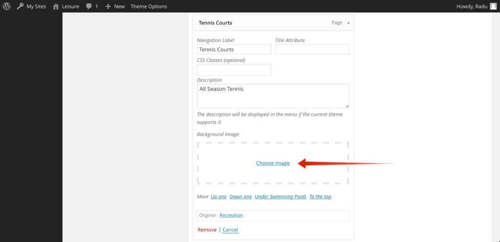 Setting up the Background Image for the Secondary Navigation