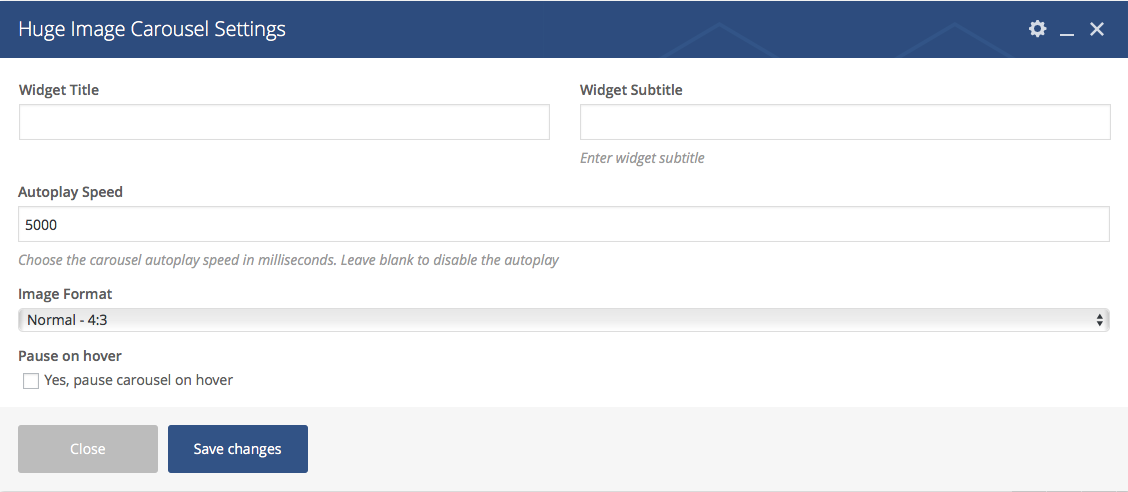 Huge Image Carousel Settings