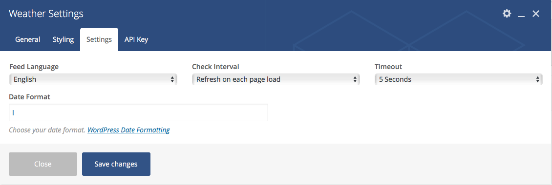Settings tab